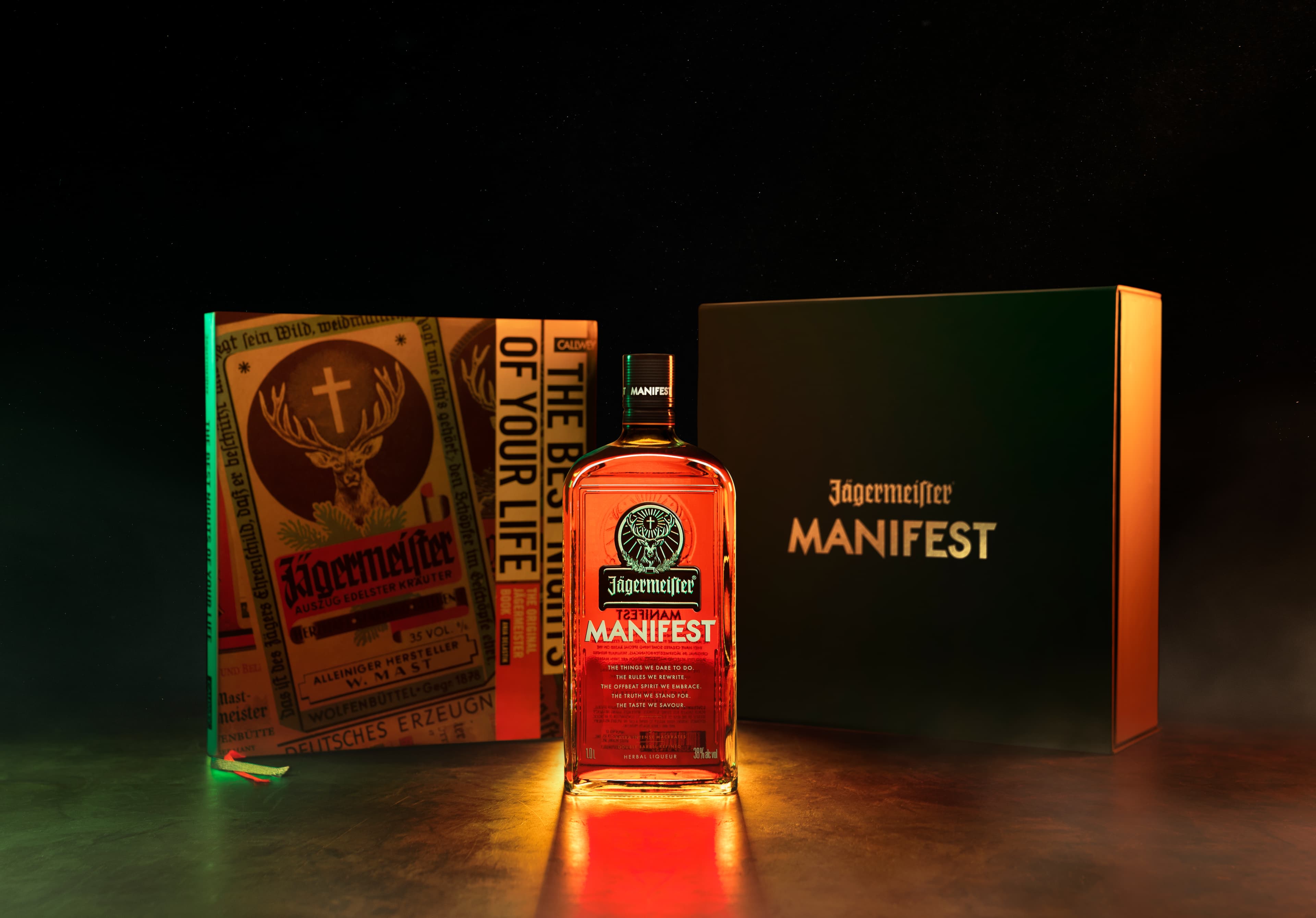 Jägermeister bottle with smoke effect